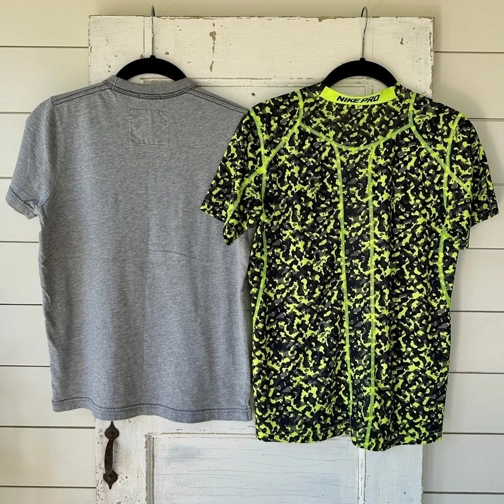 BOYS SHORT SLEEVE SHIRTS, SET/2, ABERCROMBIE KIDS AND NIKE PRO, SIZE L